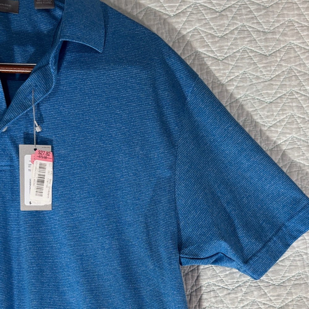 Daniel Cremieux Heathered Blue Short-Sleeve Polo - Picture 4 of 13